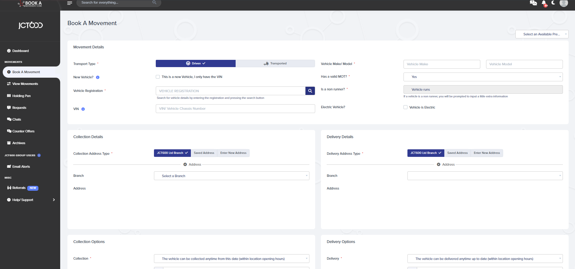 BookAMovement Portal